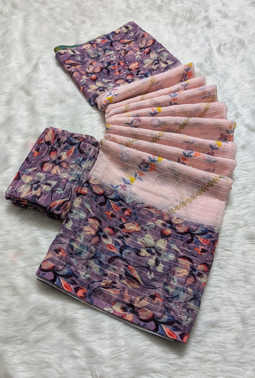 MG 494 Georgette Sequence Work Designer Sarees Wholesale Market In Surat	